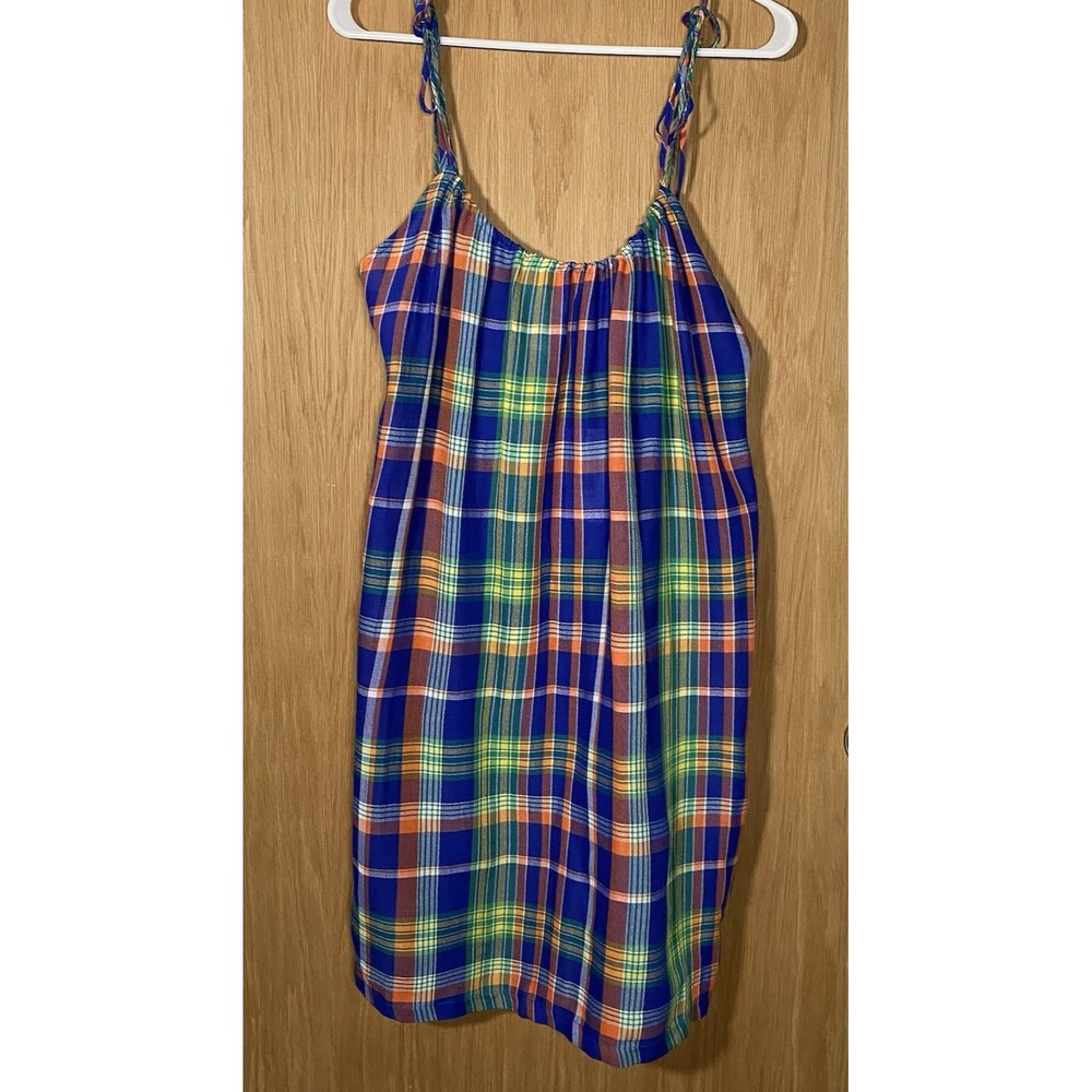 Albertine Swim Cover-Up Dress Plaid Tie Spaghetti Straps Pockets Cinch OS NWT